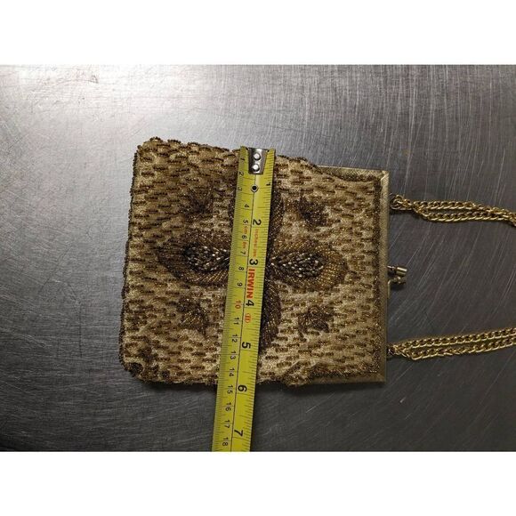 Handmade 1960 Hong Kong Gold Beaded and Gold Chain Purse - Picture 8 of 11